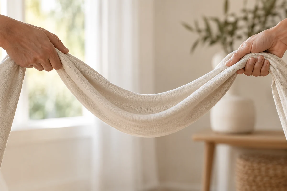 Hands holding a fabric sling, illustrating the difference between support and excessive tension